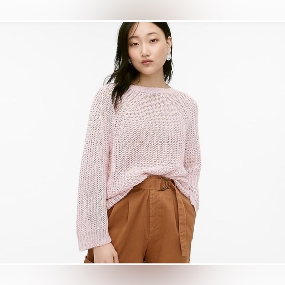 J.Crew Baby Pink Relaxed Fit 100% Linen Beach Knit Pullover Sweater Size S - Picture 1 of 12